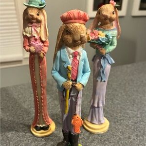 Charming Easter Bunny Figurines Set of 3